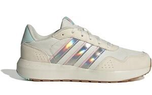 Adidas Run 60s Girls SZ 3.5 Iridescent Cream Sneakers Mint Pink Tennis Shoe